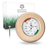 NORDHOLZ® Sauna Thermometer Hygrometer 2in1 - Zuverlässig & genau für die richtige Temperatur und Luftfeuchtigkeit - Sauna Hygrometer für eine wohltuenden Atmosphäre - Hochwertiges Sauna Zubehö