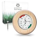 NORDHOLZ® Sauna Thermometer Hygrometer 2in1 - Zuverlässig & genau für die richtige Temperatur und Luftfeuchtigkeit - Sauna Hygrometer für eine wohltuenden Atmosphäre - Hochwertiges Sauna Zubehö