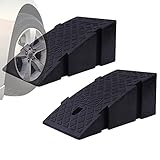 ZJMK Rampe Rampen Leicht Fahrzeugrampen Autoaufzug,Kunststoff Schwelle Rollstuhl Rampenset zum Bürgersteig Auffahrt Garage Tür,2er Pack (Color : Black, Size : 25x45x19cm)