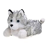 Damen Husky Hunde hausschuhe, hellgrau 37/40 EU