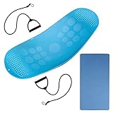 Faziango Fitness Balance Board Set, Fit Board + rutschfeste Matte + 2 Resistance Bands, Gleichgewichtstrainer, Kern, Bauch, Arme, Beine Workout Balance T