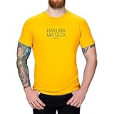 T-Shirt Hakuna Matata Bitch König der Löwen Timon Pumba Circle 13 Farben XS-5XL of Life Elton John Afrika Hakuna Matata nutze den Tag, Farbe:gelb - Logo schwarz, Größe:3XL