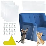 8 Stück Kratzschutz Sofa Katze, 2 Größe Transparent Kratzfolie Selbstklebend Anti Kratz Möbelschutz mit Schrauben & Schaber, Anti-Kratzer Katzen Couch Schutz Kratzpads für Sofa Tür Möbel Wand (Typ B)