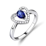 ANAZOZ Echtschmuck Damen Ring 18 Karat 750 Weißgold 0.55 Karat Tansanit 0.11 Karat Diamant Trauring Damen Solitärring Größe 47 (15.0) AN0671