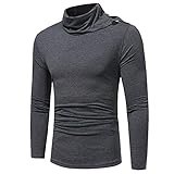 DUNQI Rollkragenpullover Herren Langarmshirts Sweatshirt Langarm Rollkragen Einfarbig Baumwolle Regular Fit Pullover T-Shirt Unterhemd Herren Herbst Winter Casual Basic Leicht Freizeithemd U