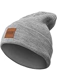 Urban Classics TB626 Unisex Strickmütze Leatherpatch Long Beanie Grey, One size (Herstellergröße: one size)