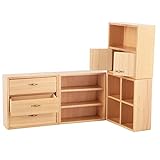 SH-RuiDu 1:12 Mini Holzschrank Möbel Wohnzimmer Schlafzimmer Schrank Einheit für Puppenhaus (Burlywood)