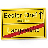 DankeDir! Bester Chef Ortsschild 30 x 20 cm - Kunststoff Schild Türschild Büro Geschenkidee Geburtstagsgeschenk Chef Kleines Geschenk Geburtstag vom Vorgesetzten Lustige Überraschung im O