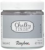 Rayher 38867558 Chalky Finish auf Wasser-Basis, Kreide-Farbe für Shabby-Chic-, Vintage- und Landhaus-Stil-Looks, 118 ml, steing