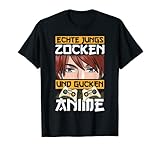 Echte Jungs Zocken Und Gucken Anime Gamer Zocker Weeb Otaku T-S
