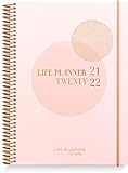 Life Planner Pink Schülerkalender 2021/2022 | Lebensplaner Rosa | A5 | Organisieren Sie Ihre Agenda stilvoll | Wochenplaner | Organizer | Mit Aufkleb