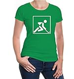 buXsbaum® Damen Kurzarm Girlie T-Shirt Bedruckt Feldhockey Piktogramm | Field Hockey Fanshirt | S, Grü