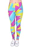kukubird Printed Patterns Women's Yoga Leggings Gym Fitness Running Pilates Tights Skinny Pants Size 8-12 Stretchable-Neon Sp