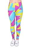 kukubird Printed Patterns Women's Yoga Leggings Gym Fitness Running Pilates Tights Skinny Pants Size 8-12 Stretchable-Neon Sp