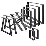 ECD Germany 2er Set Tischbeine aus Vierkantprofilen 40x43 cm Dunkelgrau, pulverbeschichtete Stahl, Industriedesign, Metall Tischkufen Tischuntergestell Tischgestell Möbelfüße für Esstisch Schreib