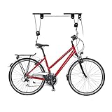 Relaxdays Fahrradlift, bis 20 kg, max. Deckenhöhe 4 m, Fahrrad Deckenhalterung mit Flaschenzug, Garage, Keller, schw