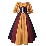 Eaylis Mode Neue Frauen Mediev Al Vintage Gothic Patchwork Spitze Sexy Slas H Neck Dress,Abendkleid Kleid Punk+Gothic Kleidung Damen Kleider Gothic Bekleidung Festliche Kleider Glitzer Partyk