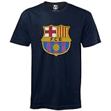FC Barcelona Kinder T-Shirt mit originalem Fußball-Wappen - Geschenkartikel - Blau - 8-9 J