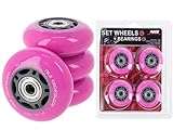 Nils Extreme Inliner-Rollen Inline Skates Rollen Wheel # mit guter Haftung Rollenset für drinnen & draußen mit Lager Rosa (PU 70x24)