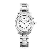 PROFI Sprechende Armbanduhr Z-Armband SILBER Uhr Senioren Blindenuhr Zeitansage Kalender (40mm Herrenuhr)