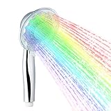 LEDGLE LED Duschkopf mit Farbwechsel LED Handbrause, 7 Farben Licht Automatische, Einstellbare W