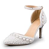 Pumps weiß Perlen Hochzeit High Heels Schuhe Brautschuhe Braut Damenschuhe (36 (wie 35))