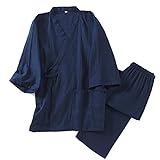 un-brand Japanischer Kimono-Baumwoll-Hanfu-Pyjama-Anzug für Herren in Übergröße Zen-Kleidung Taoistische Kleidung (Größe L, M)