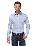 Vincenzo Boretti Herren-Hemd bügelfrei 100% Baumwolle Slim-fit tailliert kariert New-Kent Kragen - Männer lang-arm Hemden für Anzug Krawatte Business Freizeit hellblau 39-40