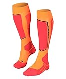 FALKE Herren Skisocken SK2, Skistrümpfe mit Merinowolle, atmungsaktive Kniestrümpfe zum Skifahren, hohe Wärmeisolation, mittelstarke Polsterung, 1er Pack, Orange (Flash Orange 8034), 39-41