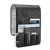 SITHON Sofa Armlehnen Organizer, Betttaschen Anti-Rutsch Aufbewahrungstasche mit 7 Taschen für iPad, Fernbedienung, Buch, Bücher, Zeitschriften, Handy, Bett Storage Tasche, (Schwarz)
