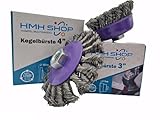 HMH-Shop Drahtbürste Winkelschleifer M14 Topfbürste Ø 75mm Kegelbürste Ø 100mm gezopft (12, Topfbürste Ø 75mm + Kegelbürste Ø 100mm)