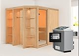 Juna - Karibu 68 mm Superior Sauna inkl. 9-kW-Ofen - mit Reg