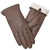 vislivin Lederhandschuhe für Damen, Touchscreen-Handschuhe, warm, für den Winter, Fahren, Geschenk, braun, 36