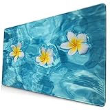 Nettes Mauspad ，Ropical Frangipani Blume, die im Wasser-Pool schwi,Rechteckiges rutschfestes Gummi-Mauspad für den Desktop, Gamer-Schreibtischmatte, 15,8 'x 29,5'
