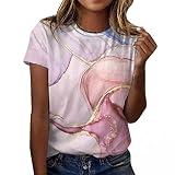 Mysight Damen Tshirt Kurzarm Sommer Oberteile Tie Dye Tops Elegant Basic Shirt Lose Rundhals Sweatshirt Löwenzahn Drucken Pullover Bluse Casual Hemd Tunic Tunika Teenager Mädchen F