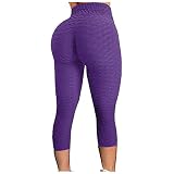 Feiboyy High Waist Leggings Yoga Pants Damen Leggings mit Hohe Taille Bauchkontrolle Blickdichte Figurformende Sporthose Seamless Push Up Fitnesshose Lifting Sporthose Legging