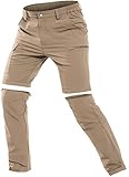 Cycorld Herren Wanderhose Outdoorhose, Atmungsaktiv Stretch Herren Trekkinghose mit 5 Tiefe Taschen (Khaki, 2XL)