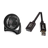 Honeywell HT-900E Kraftvoller und geräuscharmer Turbo-Ventilator & Amazon Basics USB 3.0-Verlängerungskabel (A-Stecker auf A-Buchse) 3 m (Abwärtskompatibilität zu USB 2.0 und 1.1 )