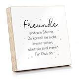 ARTFAVES® Holzbild - Freunde sind wie Sterne | Deko Wandbild als Geschenk | Holzschild mit Spruch zum Thema F