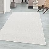 Schlingenteppich Kettelteppich Kurzflor Teppich Flachgewebe Meliert Creme, Maße:240 cm x 340