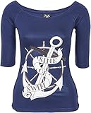 Küstenluder Damen Oberteil Sink Or Swim U-Boot Shirt Blau 4XL