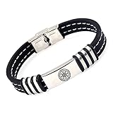 Wikinger Geschenke für Männer - Eleganter Wikinger Helm der Ehrfurcht Krieger Runic Silikon Armband - Keltisches Runen Amulett Armreif - Nordischer Odin Viking Schmuck für Frauen Männer T