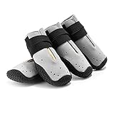 WGDPMGM Hundeschuhe 4 Stück Hundeschuhe Pfotenschutz Anti-Rutsch Wasserdicht Hundestiefel Mit Verstellbaren Reflektive Bänder (Color : Grey, Size : 8#)