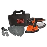 Black+Decker Dreieckschleifer Mouse KA2000 – Kraftvolle Schleifmaschine mit Staubfangbehälter inkl. Mikrofilter – Für das Abschleifen selbst an schwer zugänglichen Stellen – 1 x Schleifer 120 W