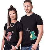 Dinosaurier Pärchen T-Shirt Für Anime Couple T-Shirt Paar T-Shirt Partnerlook Partner-Geschenke Für Liebespaar Baumwolle 1 Stück(schwarz-Men,XXL)