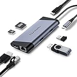 USB C Hub, Onshida 7 Port USB C Adapter mit HDMI 4K, Gigabit Ethernet Rj45, Type C PD, 2 USB 3.0 und SD/TF Kartenleser für MacBook, MacBook Pro, Chromebook, Samsung S8/S9/S10, Huawei Mate 10/20/P20