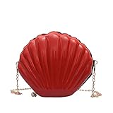 VJGOAL Damen Rucksack, Frauen Mädchen Mode Muscheltasche Volltonfarbe Kette Schulter Messenger Bag … (One size, Rot)