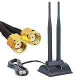 WiFi-Dualband-Antenne Magnetbasis 5dBi 2,4G / 5,8G, 4G LTE-Antenne TS9, gültig für WLAN-PCI-WiFi WLAN-Router Bluetooth-AntenneTP-Link Dlink-Mehrkanal, mit RP-SMA-Adapter-Verlängerungskab