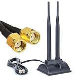 WiFi-Dualband-Antenne Magnetbasis 5dBi 2,4G / 5,8G, 4G LTE-Antenne TS9, gültig für WLAN-PCI-WiFi WLAN-Router Bluetooth-AntenneTP-Link Dlink-Mehrkanal, mit RP-SMA-Adapter-Verlängerungskab