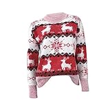 SHUTING2020 damen pullover Weihnachtsstrickjacke Langarm Rentier ELK Neues Jahr Frauen Gestrickte Pullover Rundhals Weihnachten Weibliche Jumper Top (Color : Red, Size : L)